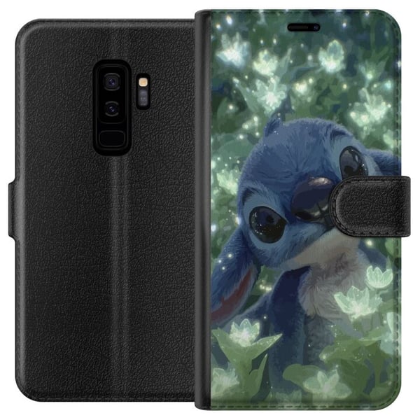 Kompatibelt Plånboksfodral till Samsung Galaxy S9+ Disney Stitch kawaii figur med blomma