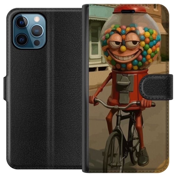 Kompatibel Tegnebogsetui til Apple iPhone 12 Pro Max Italiensk Brainrot-illustration – Sjov slikautomat cykler i retrodesign