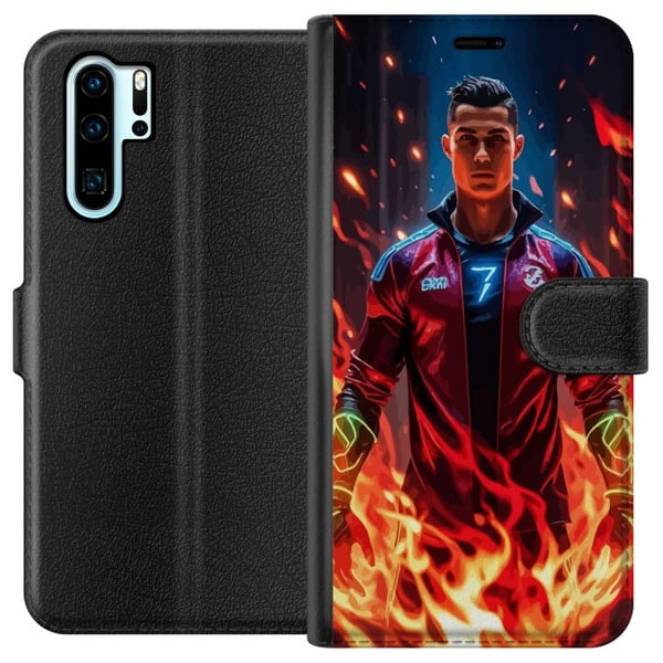 Kompatibel Tegnebogsetui til Huawei P30 Pro Ronaldo Inferno - fodboldhelt i flammer