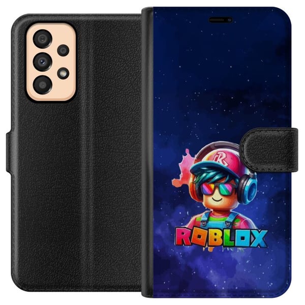 Kompatibel Tegnebogsetui til Samsung Galaxy A33 5G Roblox Space Explorer-design futuristisk rumtema med farverige detaljer spilfornemmelse og neonlys