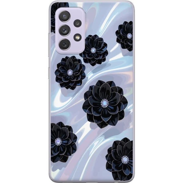 Kompatibel Mobilcover til Samsung Galaxy A52s 5G Midnatsblomstring sorte blomster på skinnende baggrund, elegant luksuriøst blomsterdesign i mørke to