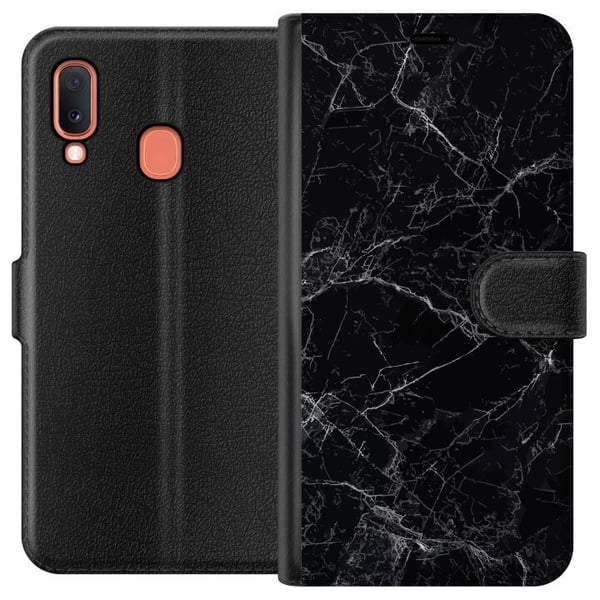 Kompatibelt Lommeboketui til Samsung Galaxy A20e Marmor Svart Kompatibelt Lommeboketui til Samsung Galaxy A20e Marmor Svart