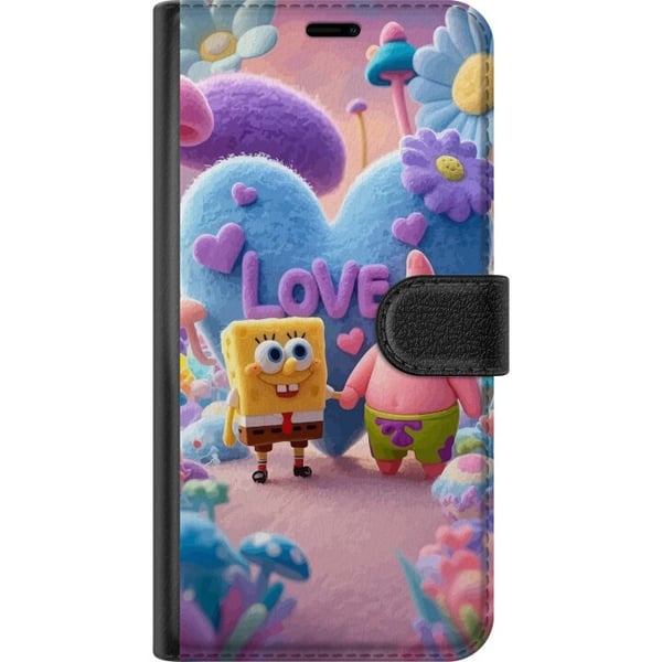 Kompatibelt Lommeboketui til Apple iPhone 13 mini Svampebob og Patrick kjærlighet fargerik pastellverden med hjerter blomster og vennskap i ekte gled