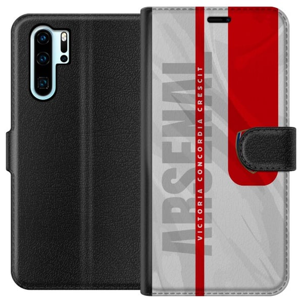 Yhteensopiva Lompakkokotelo Huawei P30 Pro Arsenal FC:n vaakuna jalkapalloseura juliste Gunners Premier League -logo punainen valkoinen tausta retrod