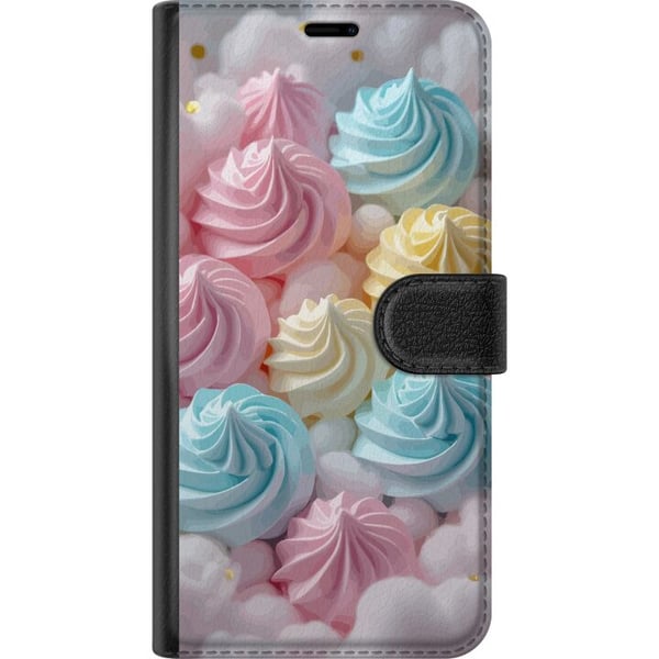 Kompatibelt Plånboksfodral till Apple iPhone 11 Pastell marängmotiv med candy färger rosa blå och gult söt bakdesign för fikaälskare