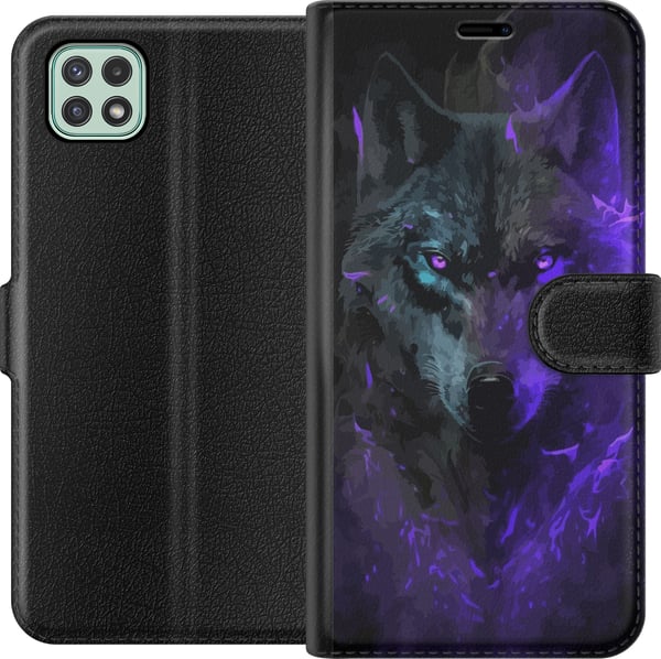 Yhteensopiva Lompakkokotelo Samsung Galaxy A22 5G Susihukka Violetti