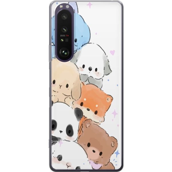 Kompatibel Mobilcover til Sony Xperia 1 III Sød stak af kawaii-dyr i pastelfarver, charmerende skitseret illustration, perfekt til dig, der kan lide