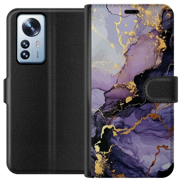 Kompatibelt Plånboksfodral till Xiaomi 12 Pro Lila Marmor