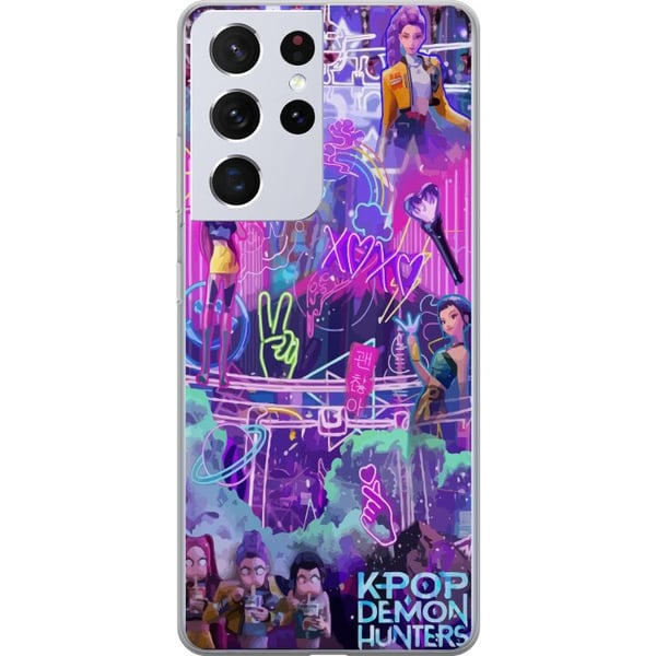 Kompatibel Mobilcover til Samsung Galaxy S21 Ultra 5G Kpop dæmonjægere neonlys by lilla skær idolæstetik stemning