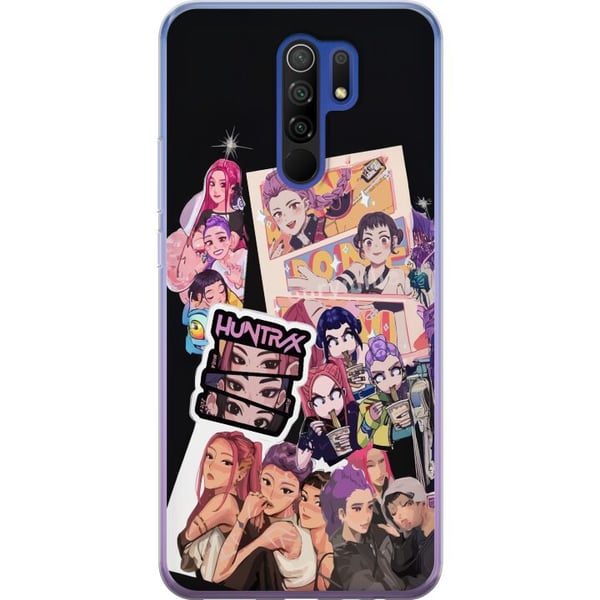 Kompatibelt Mobilskal till Xiaomi Redmi 9 HuntrX Manga Squad färgstarkt motiv med KPopinspirerade tjejer i tecknad anime stil med stark energi