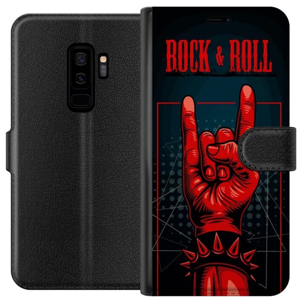 Kompatibelt Plånboksfodral till Samsung Galaxy S9+ Rock & Roll design – Rött och svart motiv med klassiskt hårdrockstema