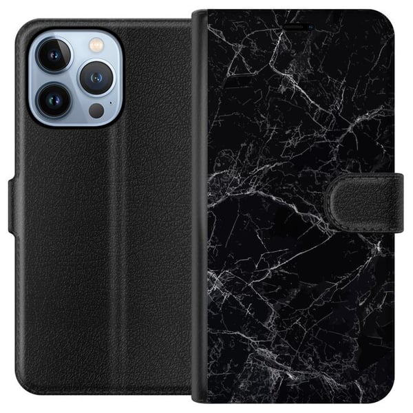 Yhteensopiva Lompakkokotelo Apple iPhone 13 Pro Marmori Musta