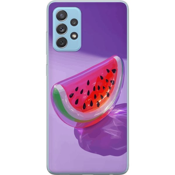 Kompatibelt Mobilskal till Samsung Galaxy A52 5G Vattenmelon i glasstil mot lila bakgrund fräsch somrig design med saftig och modern känsla Kompatibelt Mobilskal till Samsung Galaxy A52 5G Vattenmelon i glasstil mot lila bakgrund fräsch somrig design med saftig och modern känsla