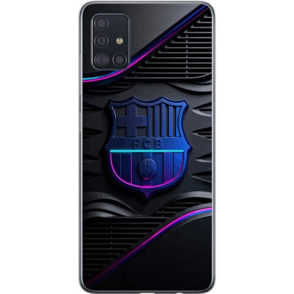 Kompatibelt Mobildeksel til Samsung Galaxy A51 FC Barcelona-emblem i neonblått og rosa med futuristisk metallfølelse Kompatibelt Mobildeksel til Samsung Galaxy A51 FC Barcelona-emblem i neonblått og rosa med futuristisk metallfølelse
