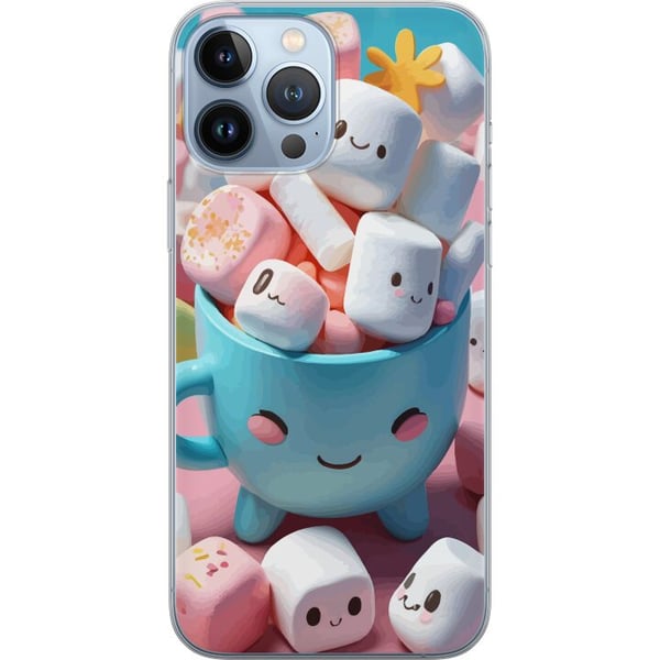Kompatibelt Mobildeksel til Apple iPhone 13 Pro Max Kawaii marshmallow smile kawaii design med søte figurer i kopp fargerik og glad stil