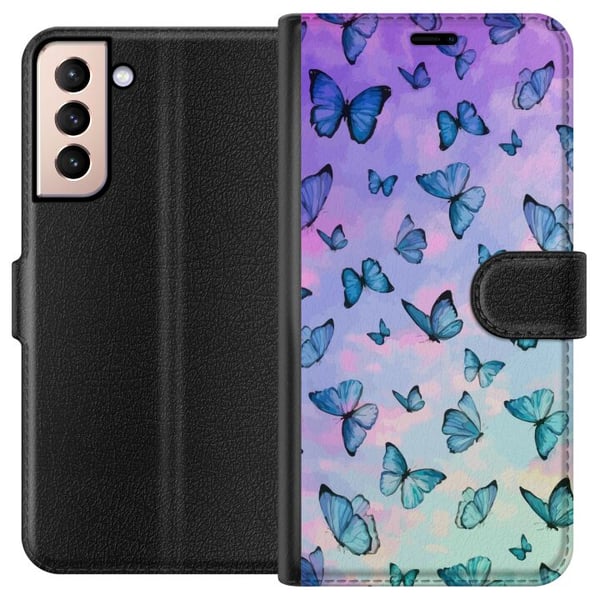 Kompatibel Tegnebogsetui til Samsung Galaxy S21 Sommerfugle