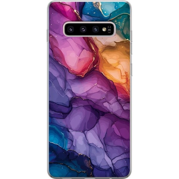 Kompatibelt Mobilskal till Samsung Galaxy S10+ Färgstarka stenar