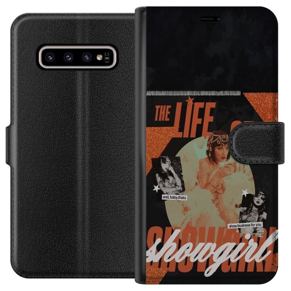 Yhteensopiva Lompakkokotelo Samsung Galaxy S10+ Taylor Swift The Life of a Showgirl – Sininen konserttikuningatar lavalla