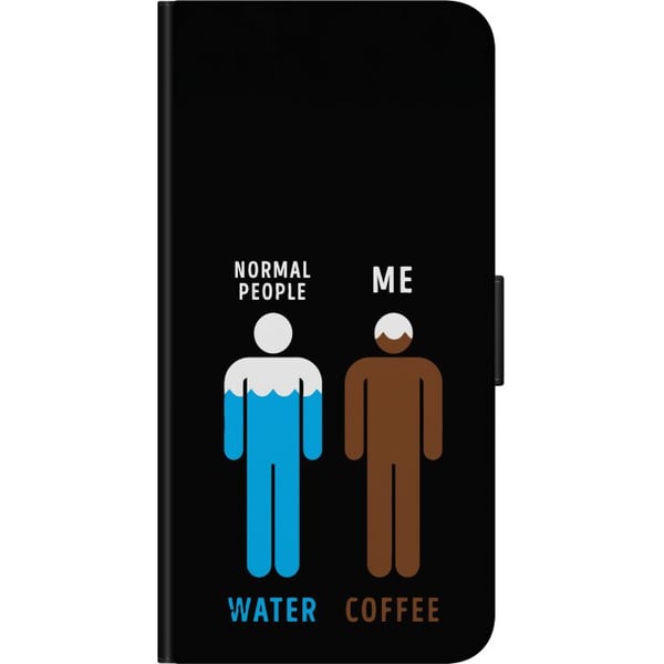 Kompatibel Tegnebogsetui til Motorola Moto G9 Play Sjov minimalistisk illustration med teksten normal people water me coffee perfekt til kaffeelskere