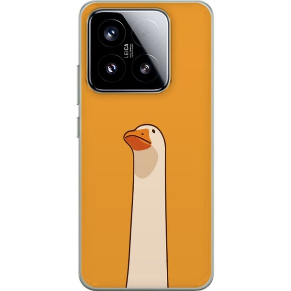 Kompatibel Mobilcover til Xiaomi 15 Minimalistisk gåseillustration på varm gul baggrund – humoristisk dyredesign i moderne og rolig cartoon-stil