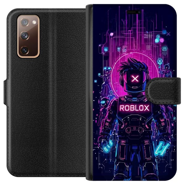 Kompatibelt Plånboksfodral till Samsung Galaxy S20 FE Roblox Cyber Core Kraftfull digital Robloxdesign med lila ljus och futuristisk bakgrund