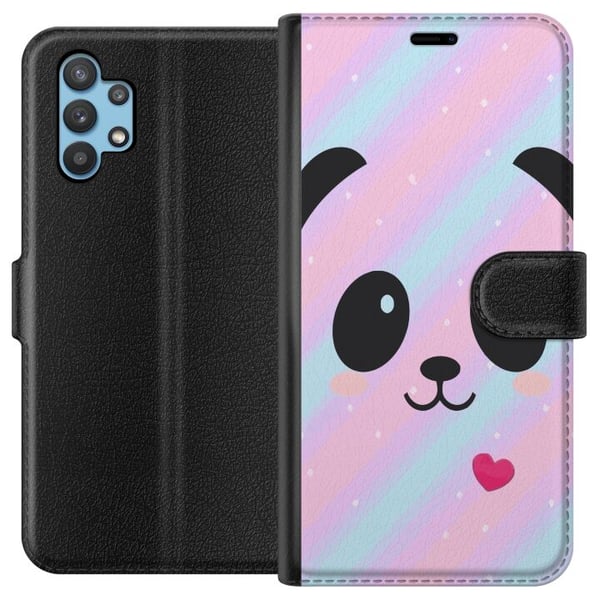 Kompatibelt Plånboksfodral till Samsung Galaxy A32 5G Regnbåge Panda Kompatibelt Plånboksfodral till Samsung Galaxy A32 5G Regnbåge Panda