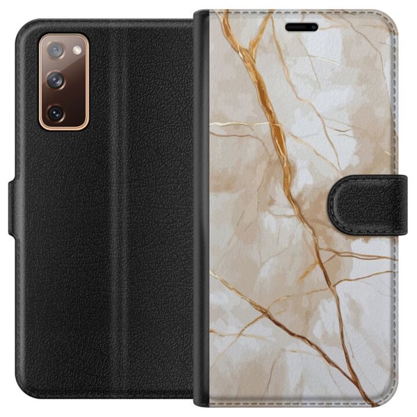 Kompatibelt Plånboksfodral till Samsung Galaxy S20 FE Vit marmor med guldådror elegant lyxig design perfekt för dig som älskar stil och klass