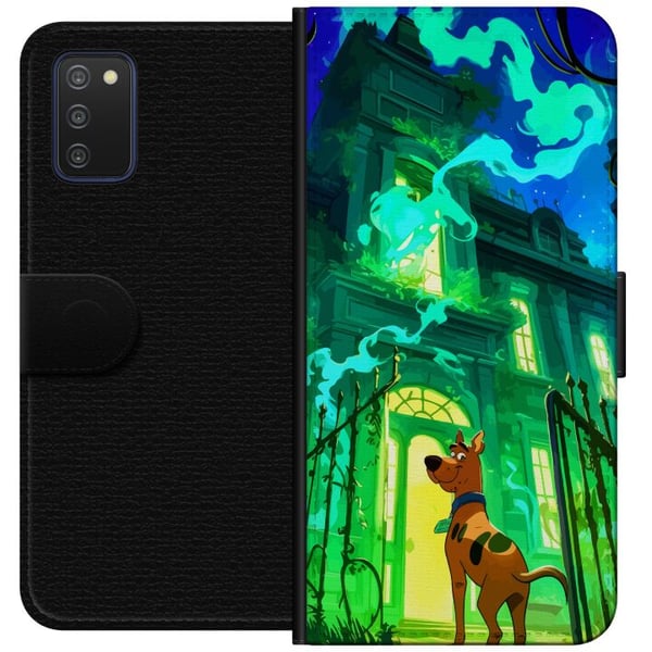 Kompatibelt Lommeboketui til Samsung Galaxy A03s Scooby Doo hjemsøkt hus-plakat tegnefilm mysterium hund spøkelse grønn skummel Halloween retro serie
