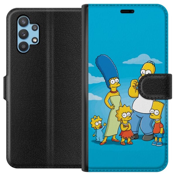 Kompatibelt Plånboksfodral till Samsung Galaxy A32 5G The Simpsons familjeporträtt med Homer Marge Bart Lisa och Maggie ikoniskt tecknat motiv Kompatibelt Plånboksfodral till Samsung Galaxy A32 5G The Simpsons familjeporträtt med Homer Marge Bart Lisa och Maggie ikoniskt tecknat motiv