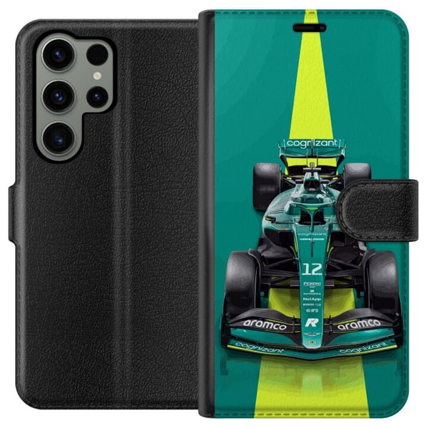 Kompatibel Tegnebogsetui til Samsung Galaxy S23 Ultra Grøn formelbil i moderne racingdesign med stilren studiefølelse