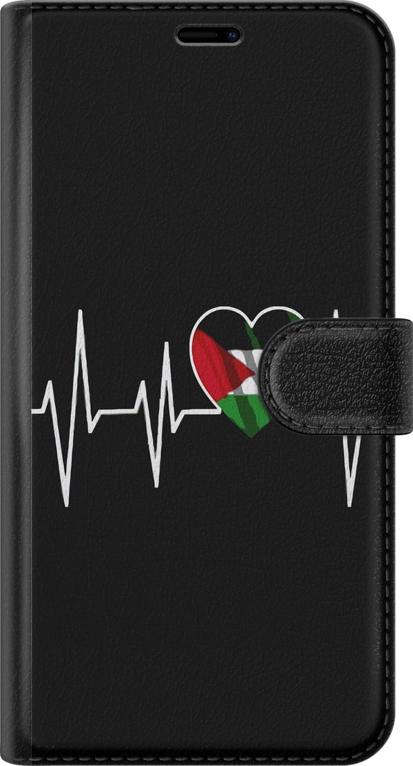 Kompatibelt Plånboksfodral till Apple iPhone 12 Pro Max Palestina hjärta med EKG linje flaggfärger svart röd vit grön stark symbol för kärlek och fri