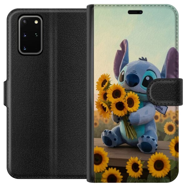 Kompatibelt Plånboksfodral till Samsung Galaxy S20+ Disney Stitch sunflower poster Lilo and Stitch blå alien solrosor cute kawaii figur field design