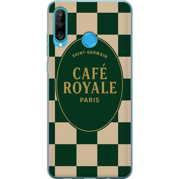 Kompatibelt Mobilskal till Huawei P30 lite Vintage café poster Paris Café Royale french coffee logga Saint Germain retro kitchen wall art decor