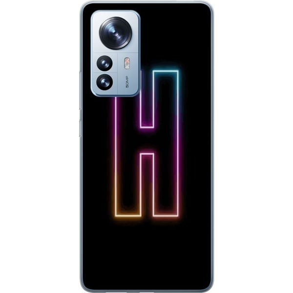 Kompatibelt Mobilskal till Xiaomi 12 Pro Minimalistisk neonbokstav H i färgskiftande ljus mot svart bakgrund