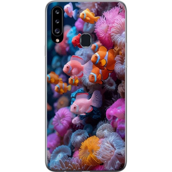 Kompatibelt Mobilskal till Samsung Galaxy A20s Fish Coral Ocean Sea Underwater