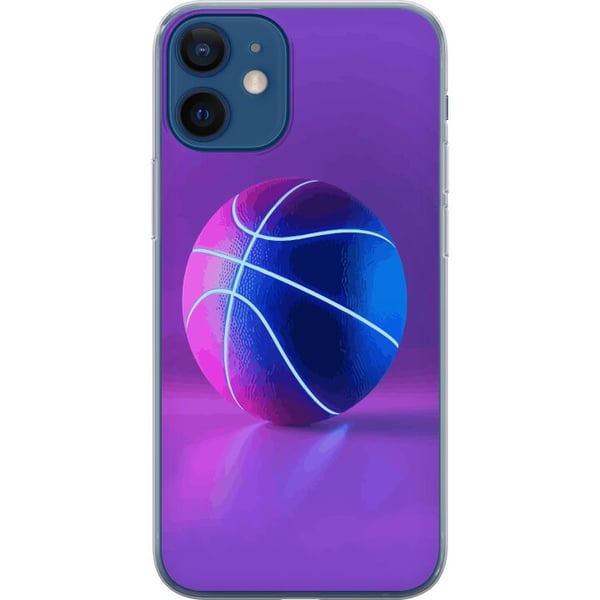 Kompatibel Mobilcover til Apple iPhone 12 Basketballplakat neon basketball sport glødende lilla blå retrobane atlet sportsdesign kunst