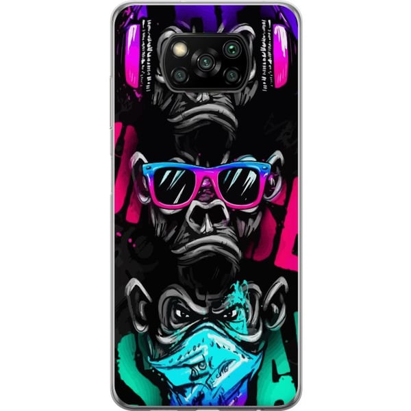 Kompatibel Mobilcover til Xiaomi Poco X3 NFC Tre aber kunst – Graffitiinspireret neonmotiv ser ingenting, hører ingenting, siger ingenting