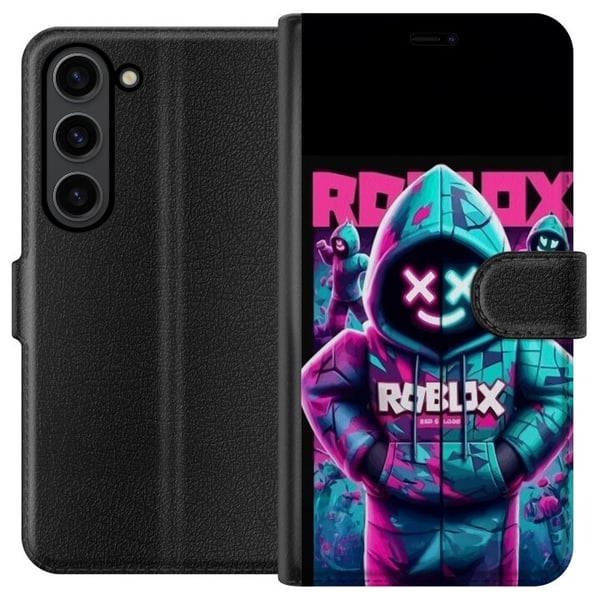 Kompatibelt Lommeboketui til Samsung Galaxy S24 Roblox Hoodie Legend Mystisk Roblox-figur i blå hettegenser med futuristisk neonlys Kompatibelt Lommeboketui til Samsung Galaxy S24 Roblox Hoodie Legend Mystisk Roblox-figur i blå hettegenser med futuristisk neonlys