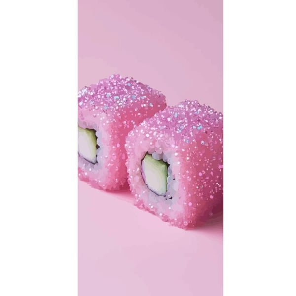 Kompatibelt Plånboksfodral till Apple iPhone 13 Pro Sushi poster rosa glitter kawaii Japanese food roll rice fish aesthetic mat design cute Japan art