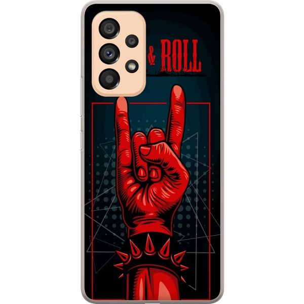 Kompatibelt Mobildeksel til Samsung Galaxy A53 5G Rock &amp; Roll-design – Rødt og svart motiv med klassisk hardrocktema