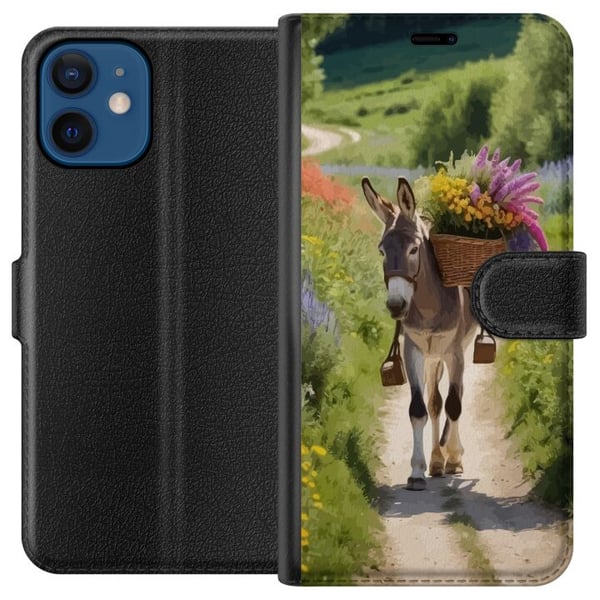 Kompatibelt Lommeboketui til Apple iPhone 12 Esel Dyremotiv Rolig Design Naturmotiv Populær Dekor Humor Grafisk Dyremotiv Eksotisk