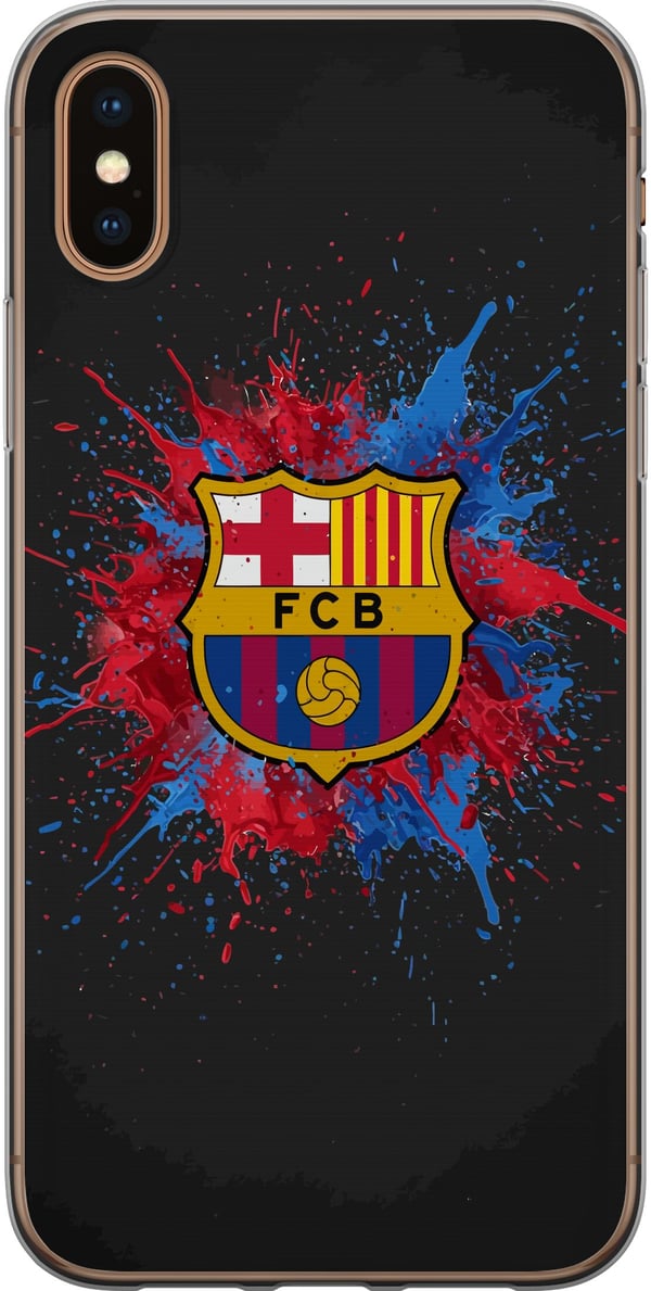 Kompatibelt Mobilskal till Apple iPhone X Barcelona Splash Art med FC Barcelonas emblem i blått och rött perfekt för fotbollsfans