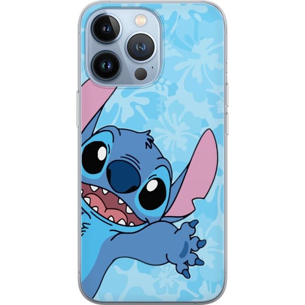 Kompatibelt Mobilskal till Apple iPhone 13 Pro Stitch som sträcker sig fram i färgglad illustration med blommig bakgrund