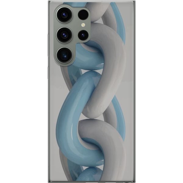 Kompatibelt Mobildeksel til Samsung Galaxy S23 Ultra Blått kjededesign i metallisk tone, moderne industriell stil med dybde og en tredimensjonal føle Kompatibelt Mobildeksel til Samsung Galaxy S23 Ultra Blått kjededesign i metallisk tone, moderne industriell stil med dybde og en tredimensjonal føle