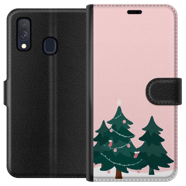 Kompatibel Tegnebogsetui til Samsung Galaxy A40 Juletræer Glædelig Jul