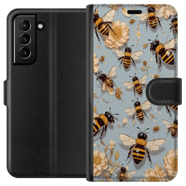 Kompatibelt Lommeboketui til Samsung Galaxy S21+ 5G Bier og blomster blå bakgrunn naturinspirert design med sjarm og farge for et sommerlig uttrykk Kompatibelt Lommeboketui til Samsung Galaxy S21+ 5G Bier og blomster blå bakgrunn naturinspirert design med sjarm og farge for et sommerlig uttrykk