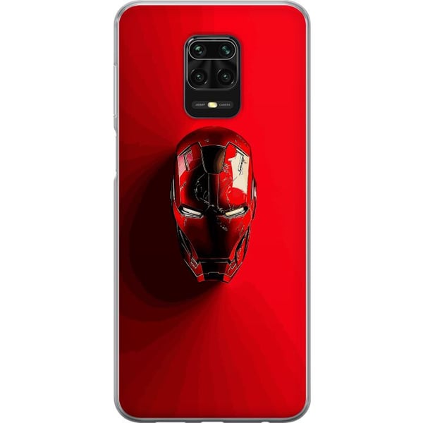 Kompatibelt Mobilskal till Xiaomi Redmi Note 9S Iron Man Marvel hjälm poster Avengers Tony Stark mask röd superhero retro comic illustration design