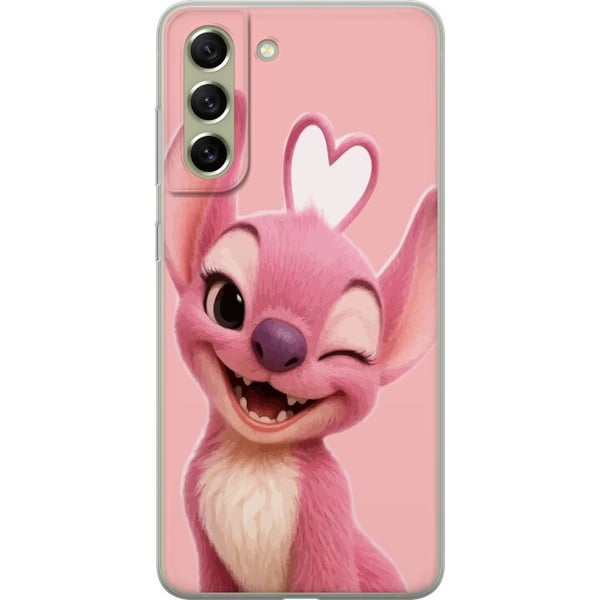 Kompatibelt Mobilskal till Samsung Galaxy S21 FE 5G Angel rosa figur blinkar gullig design med hjärta kärlek lekfullhet och söt energi i pastelltoner