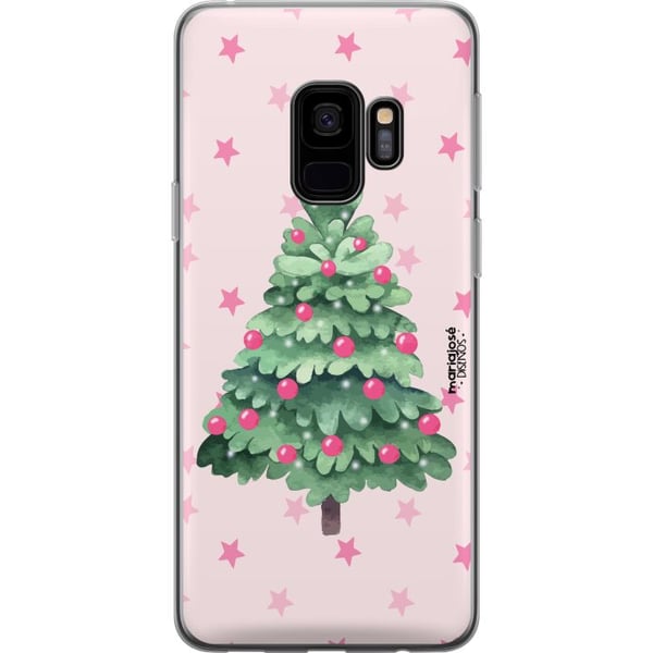 Kompatibelt Mobilskal till Samsung Galaxy S9 Akvarell julgran i rosa toner med stjärnor och kulor ett charmigt och mjukt julmotiv som passar perfekt Kompatibelt Mobilskal till Samsung Galaxy S9 Akvarell julgran i rosa toner med stjärnor och kulor ett charmigt och mjukt julmotiv som passar perfekt