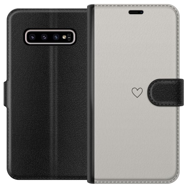 Yhteensopiva Lompakkokotelo Samsung Galaxy S10+ Pieni Sydän